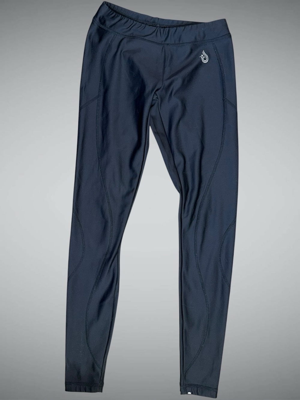 Isis Black Athletic Leggings with Teal Logo